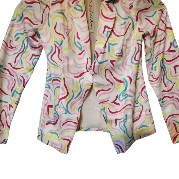 For Love/Lemons Regency Fashion Noah Top Colorful Funky Retro Pattern Blazer M - Picture 7 of 8